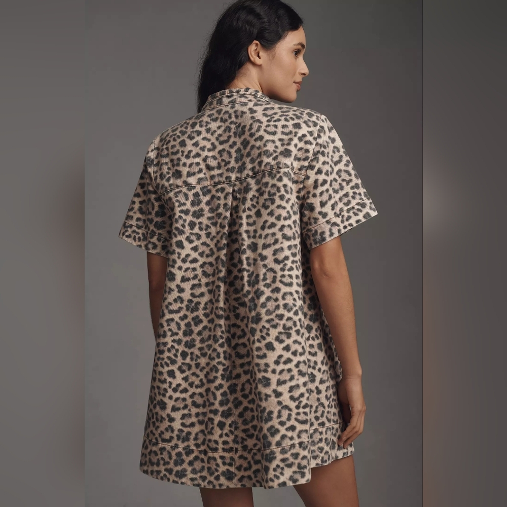 Anthropologie Leopard-Print Polo Mini Dress XL - Picture 11 of 12
